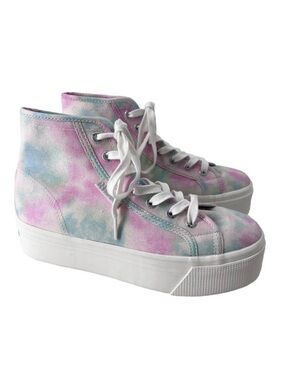SUPERGA Tye Dye Canvas Hi-Top Platform Sneakers